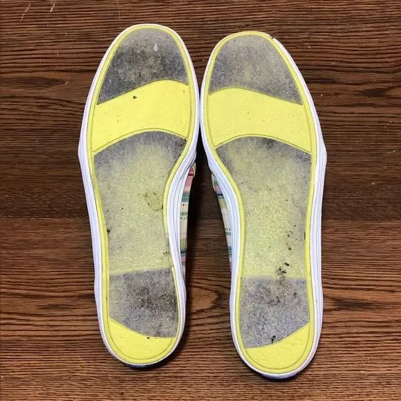 Keds canvas green womens slip on shoes white sneakers size 7.5 - Picture 4 of 8